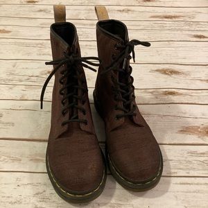 Dr. Martens Castel Vegan Burgundy Canvas Boot 7